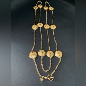 Laura G Adams - Gold Tone Peace Sign 21” Necklace